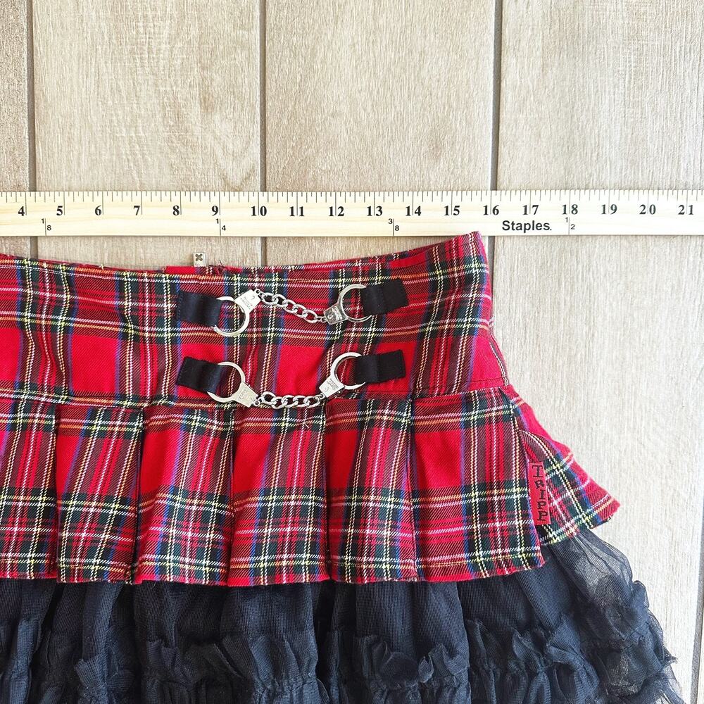 Tripp NYC Plaid Mini Skirt Large Tulle Layered Punk Goth Emo Y2K 90s School Girl - Picture 9 of 11
